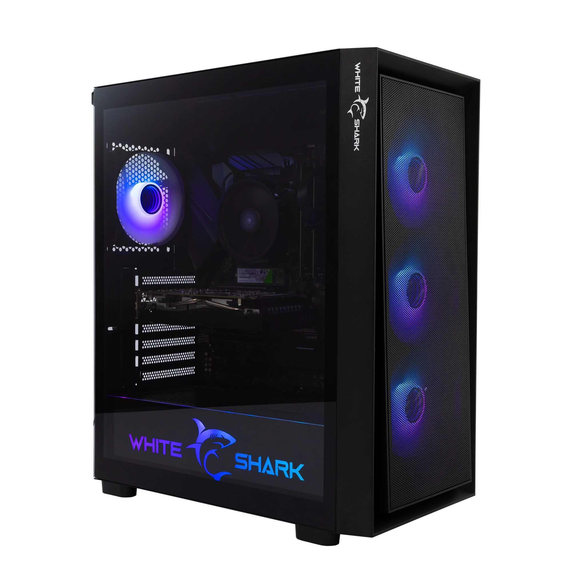 Kase per pc WARHEAD-3 e bardhë / e zezë 4 Fans 12cm RGB White Shark